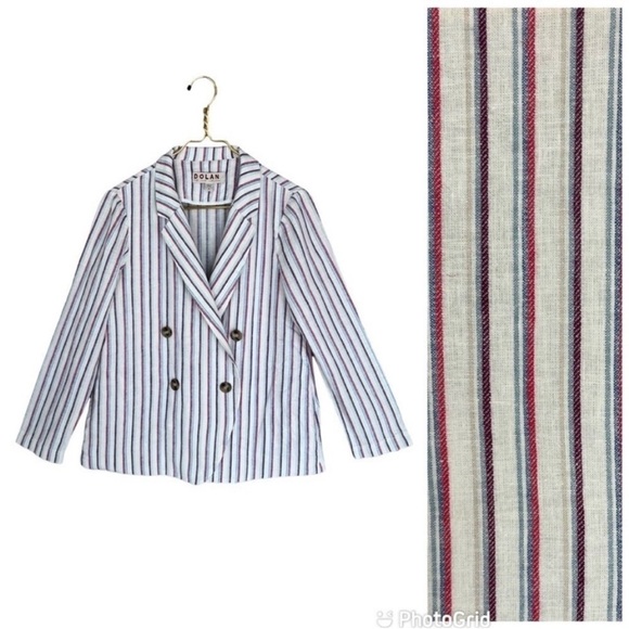 dolan Jackets & Blazers - Anthropologie Dolan Linen Blend Striped Double Breasted Anna Blazer